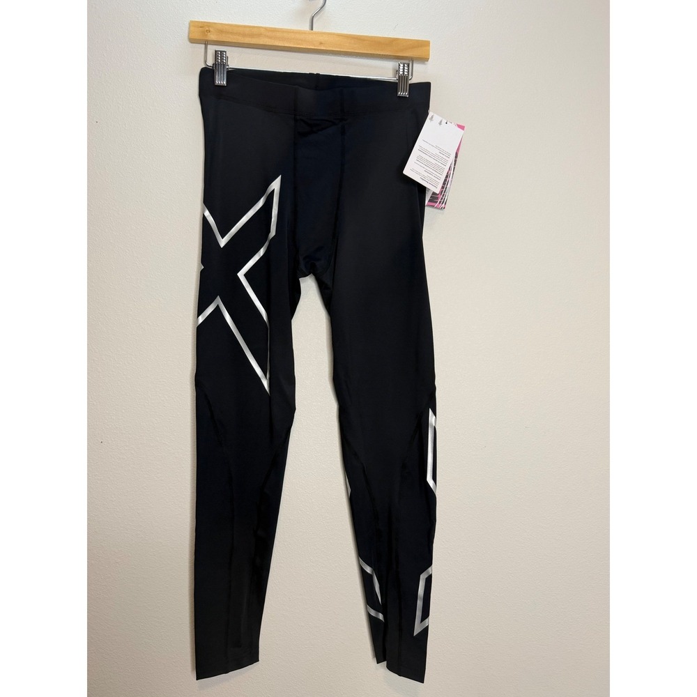 2XU‎ Mens Core Compression Tights Black Silver MA3849b XL NWT